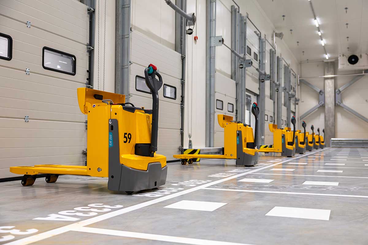 Low Level Pallet Trucks in a Warehouse for Training